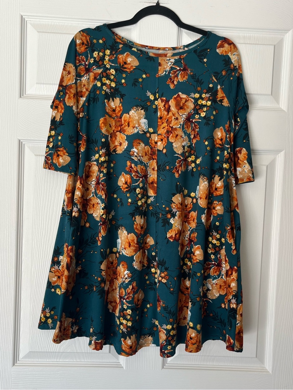 Teal & Orange Floral Swing Dress